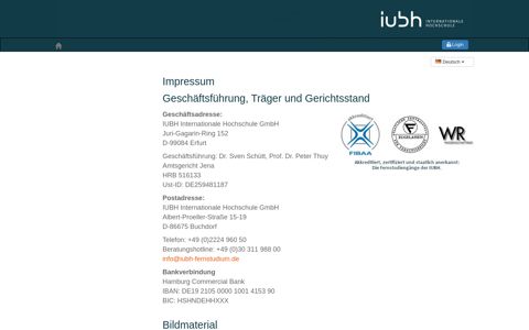 Impressum - Care - IUBH Internationale Hochschule
