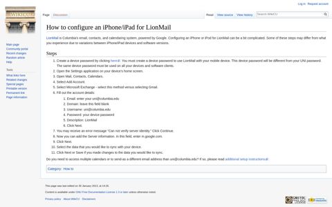 How to configure an iPhone/iPad for LionMail - WikiCU, the ...