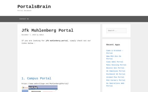 Jfk Muhlenberg - Campus Portal - PortalsBrain - Portal Database