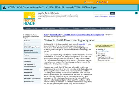 Electronic Health Recordkeeping Integration | Florida ...
