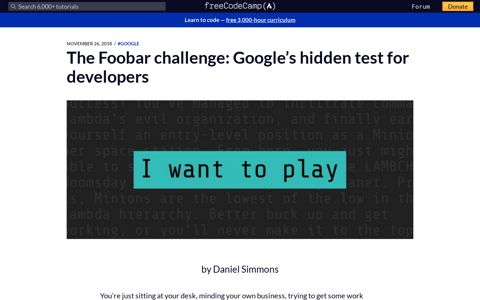 The Foobar challenge: Google's hidden test for developers