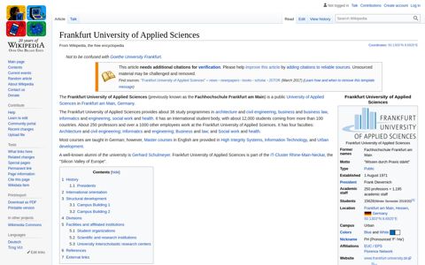 Frankfurt University of Applied Sciences - Wikipedia