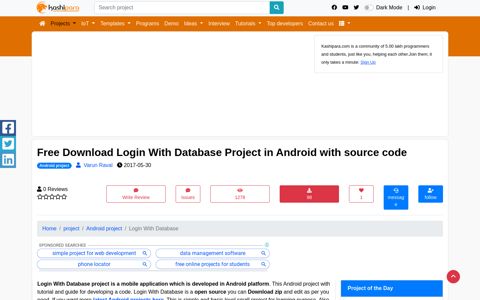 Free Download Login With Database Project in Android with ...