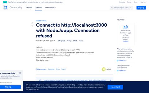 Connect to http://localhost:3000 with NodeJs app. Connection ...