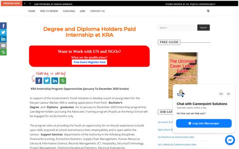 Degree and Diploma Holders Paid Internship at KRA 2020