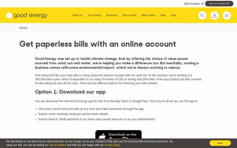 Get paperless bills with an online account | Good Energy