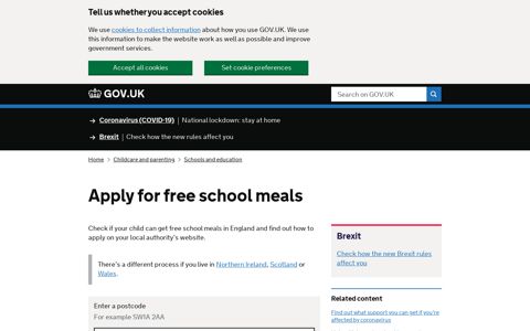 Apply for free school meals - GOV.UK