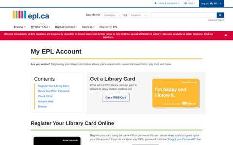 My EPL Account | Edmonton Public Library