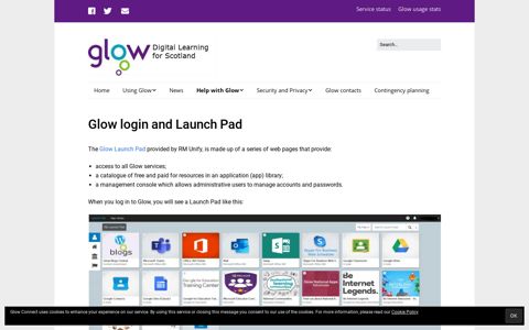 Glow login and Launch Pad – Glow Connect