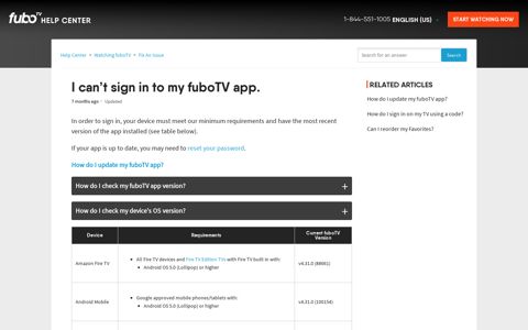 I can't sign in to my fuboTV app. – Help Center