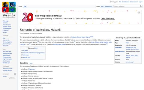 University of Agriculture, Makurdi - Wikipedia