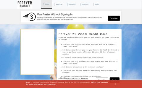 Forever 21 Visa® Credit Card - Home - Comenity