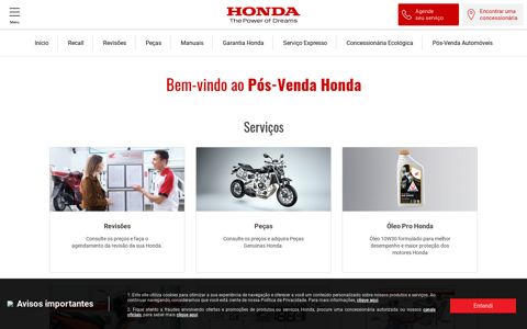 Início | Honda Pós-Vendas Motos