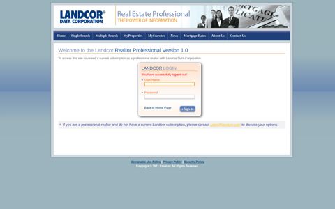 Authentication Page - Real Estate Professional - Landcor Data ...
