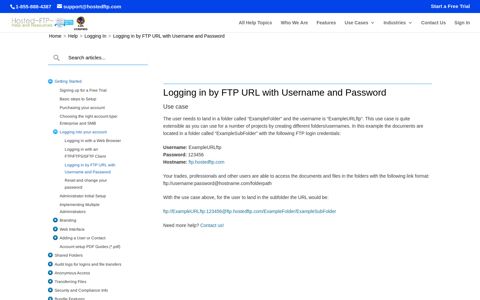 Logging in by FTP URL with Username and Password ...
