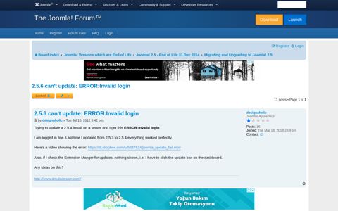 2.5.6 can't update: ERROR:Invalid login - Joomla! Forum ...
