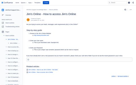 Jim's Online - Confluence