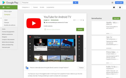 YouTube for Android TV – Apps no Google Play