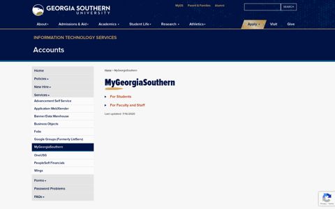 MyGeorgiaSouthern | Accounts | Georgia Southern University