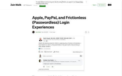 Apple, PayPal, and Frictionless (Passwordless) Login ...