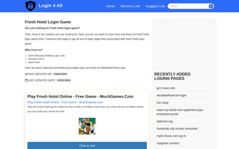 fresh hotel login game - Official Login Page [100% Verified]