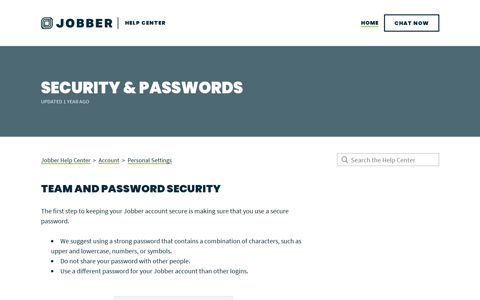 Security & Passwords – Jobber Help Center