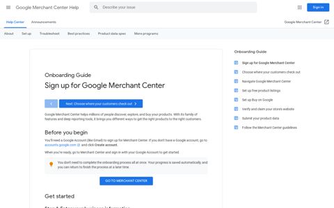 Sign up for Google Merchant Center - Google Support