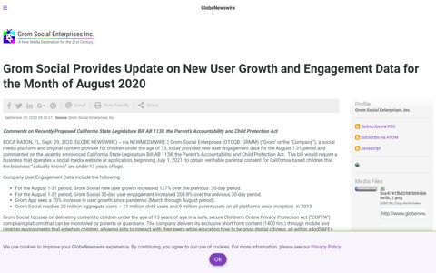 Grom Social Provides Update on New User Growth and ...