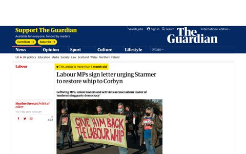 Labour MPs sign letter urging Starmer to restore whip to Corbyn