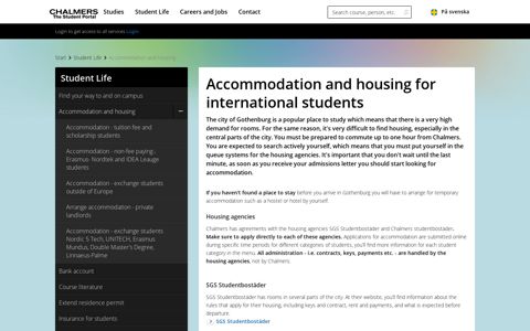Accommodation and housing for international students ...