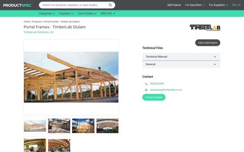 Portal Frames - TimberLab Glulam - Productspec