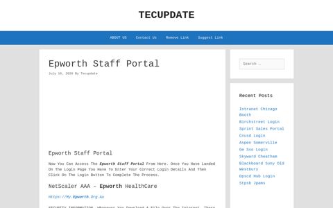 Epworth Staff Portal - Tecupdate