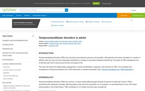 Temporomandibular disorders in adults - UpToDate