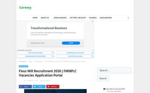 Flour Mill Recruitment 2020 | FMNPLC Vacancies Application ...