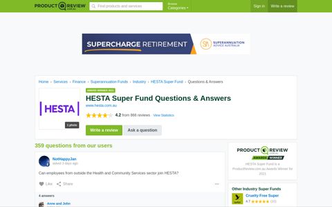 HESTA Super Fund Questions | ProductReview.com.au