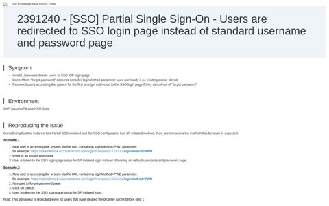 2391240 - [SSO] Partial Single Sign-On - Users are redirected ...