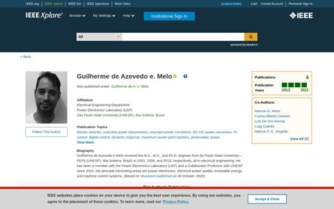 Guilherme de A. e. Melo - IEEE Xplore Author Details