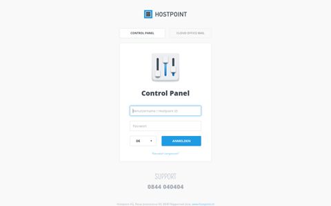Hostpoint Login - Control Panel