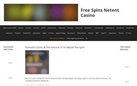 Flamantis Casino 3€ free bonus & 15 no deposit free spins