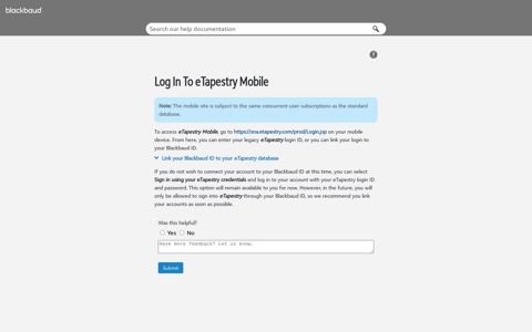Log into eTapestry Mobile - Blackbaud