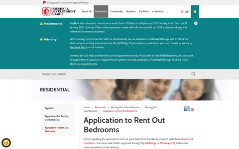 Application to Rent Out Bedrooms - Housing ... - HDB