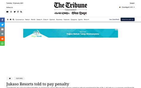Jukaso Resorts told to pay penalty - The Tribune India