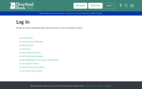 Log In | Heartland Bank and Trust Company