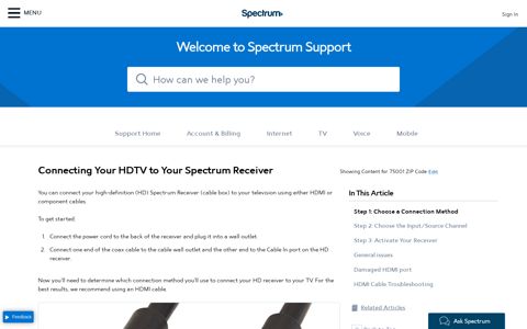 Connecting Your HDTV to Your Spectrum Receiver | Spectrum ...