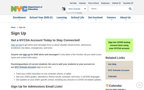 Sign Up - New York City Department of Education