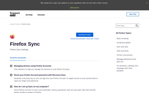 Firefox Sync | Firefox Help - Mozilla Support