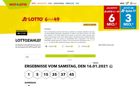 LOTTO 6aus49 Gewinnzahlen - WestLotto.de
