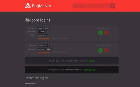 iflix.com logins - BugMeNot