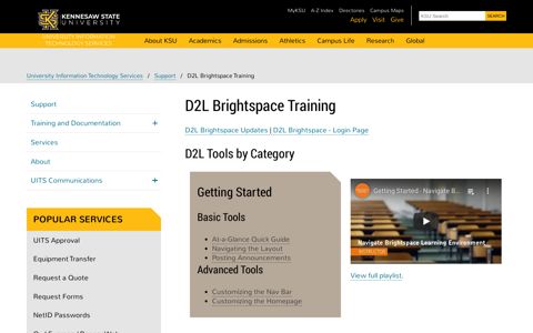 D2L Brightspace Training - UITS Kennesaw - Kennesaw State ...