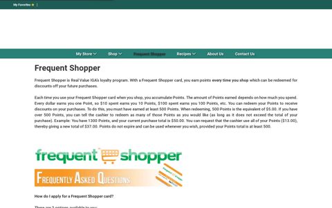 Frequent Shopper - Real Value IGA Supermarket